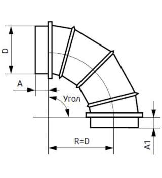 Отвод оц. 45 D280 Отвод оц. 45 D280